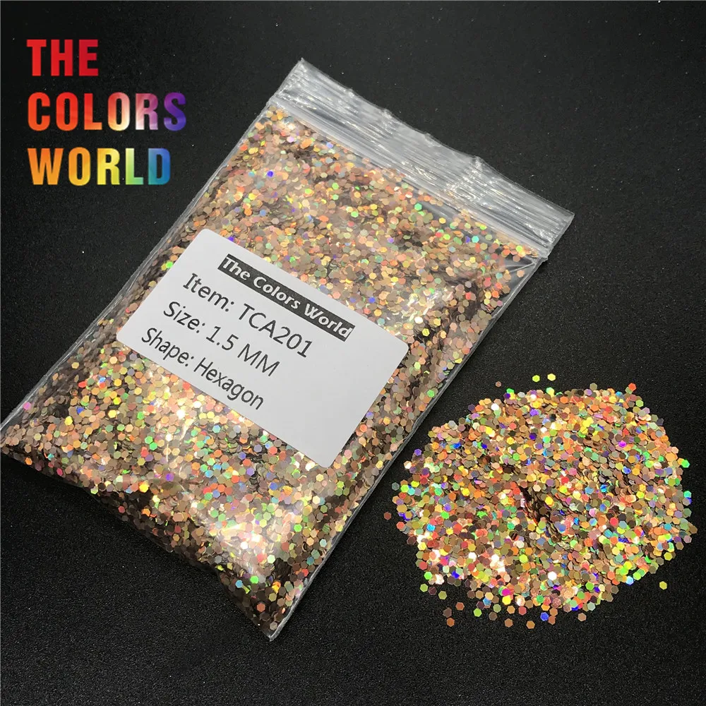 Голографический лазерный красный золотой шестигранник TCA201 Блестящий лак для