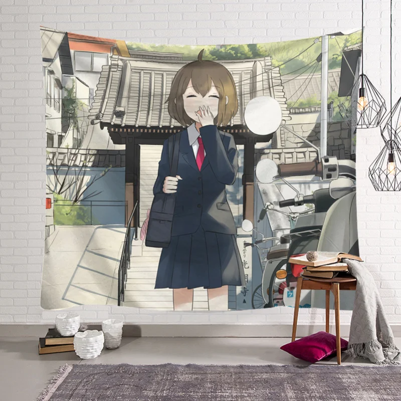 Cartoon Girls tapestry Wall Hanging Large Comic Print Art Fabric Decor Blanket Sleeping Mat Yoga Carpet 150x130cm | Дом и сад