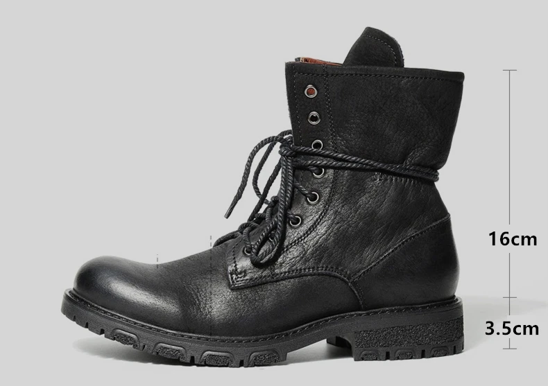 British style Men boots Luxury Vintage Military boots Genuine leather Tooling shoes Motorcycle boots botas hombre 02A