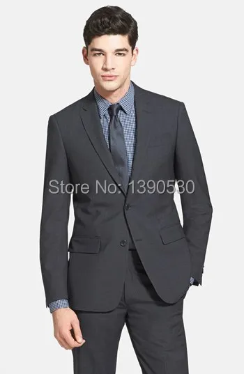 Костюм на заказ из 100% шерсти высокого качества черный лацкан с тупым углом две