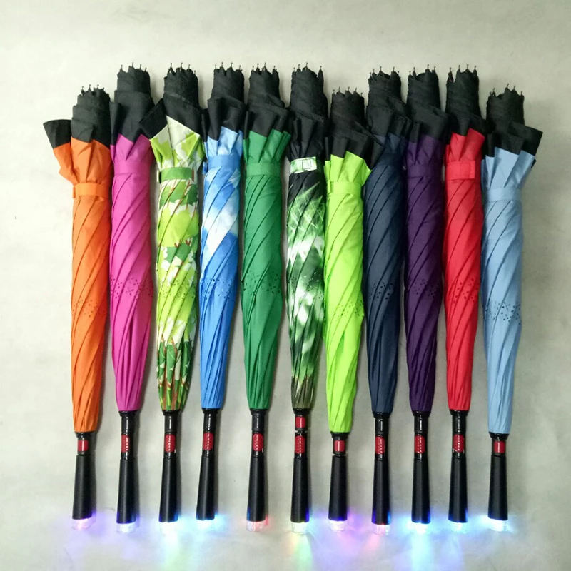 Лучшие продажи 2018 продукты инновационные подарки LED зонтик обратный