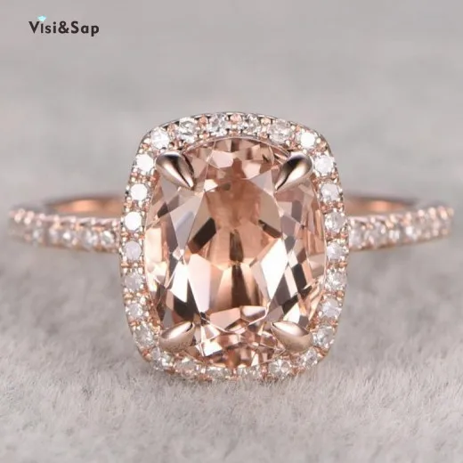 

Visisap Champagne Gold Color Oval Zircon Rings for Women Luxury Anniversary Ring Fashion Jewelry Party Gifts Accessories B2121