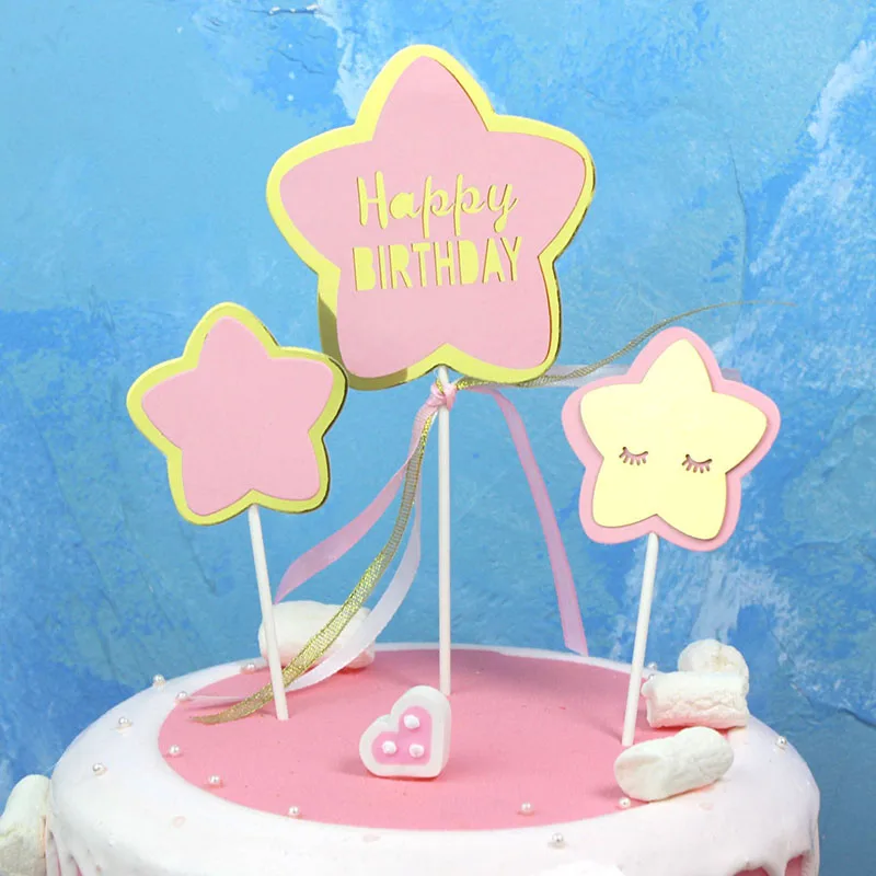 S01 1 Набор «С Днем Рождения» товары для украшения торта Сердце Звезда торт топперы для детей день рождения Вечеринка Детский душ свадебный торт украшение - Цвет: S01