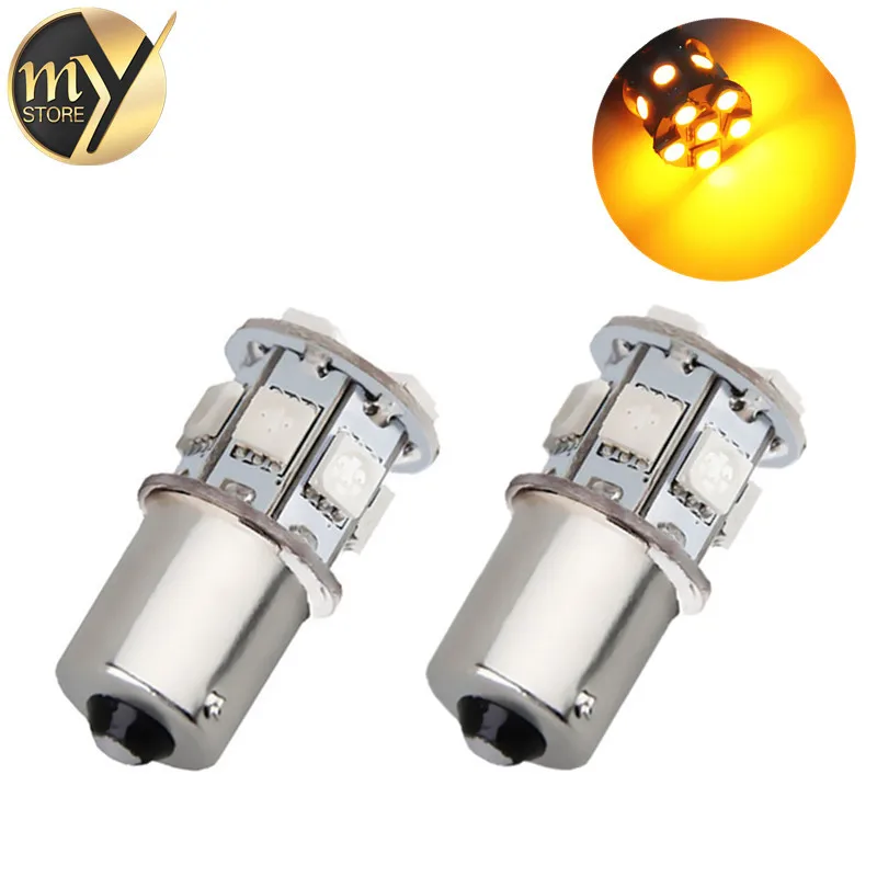 

2шт 1156 bau15s py21w led 13 SMD 5050 желтый Автомобильный задний сигнал Поворотный Светильник лампы внешнего освещения светильник s 12V автомобили