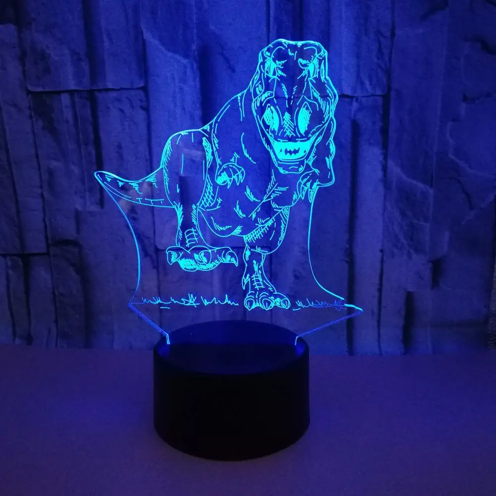 Творческий динозавров 3D настольная лампа сенсорный цветной LED визуальный