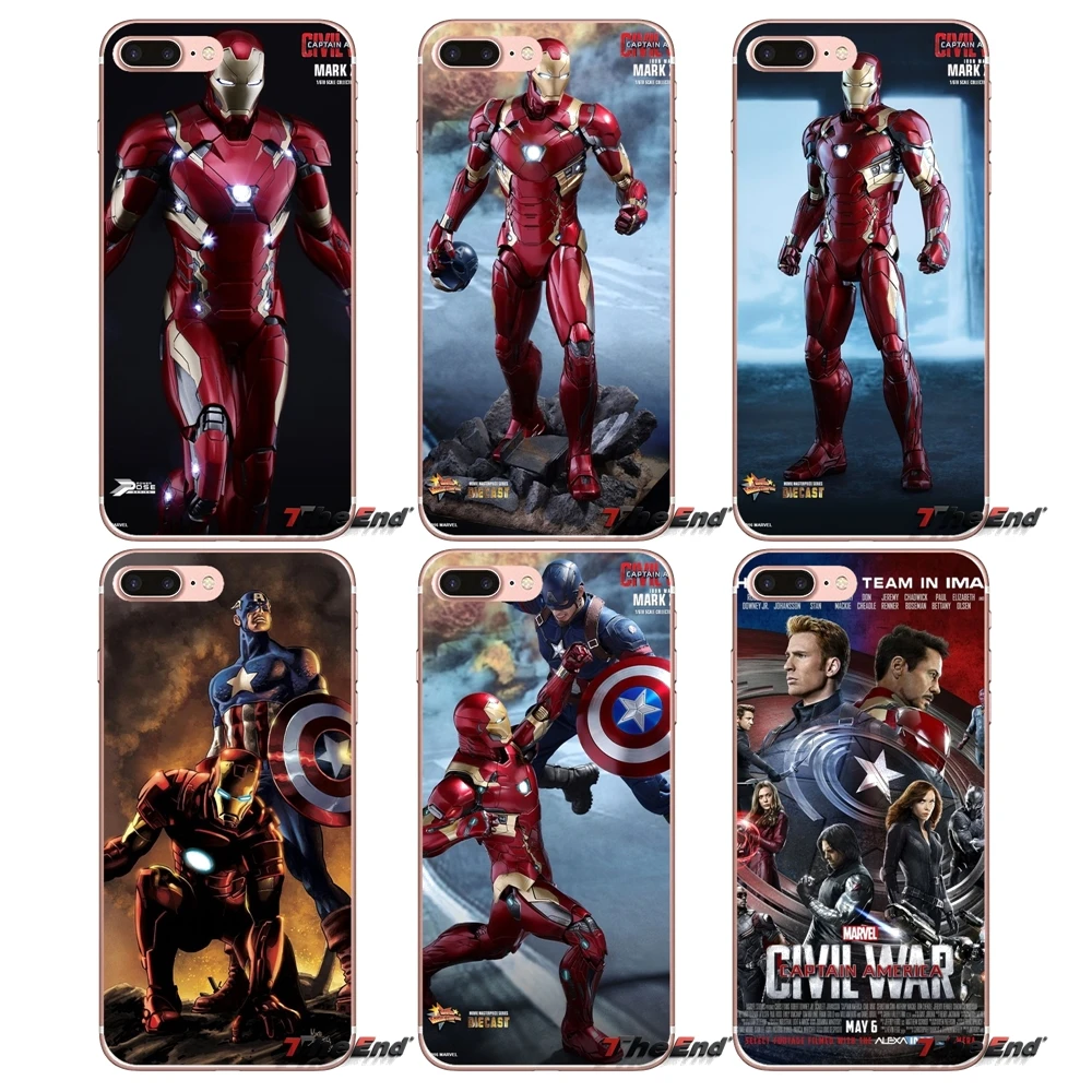 For Huawei G7 G8 P7 P8 P9 Lite Honor 4C 5X 5C 6X Mate 7 8 9 Y3 Y5 Y6 II 2 Pro 2017 Iron Man and Captain America TPU Soft Case | Мобильные