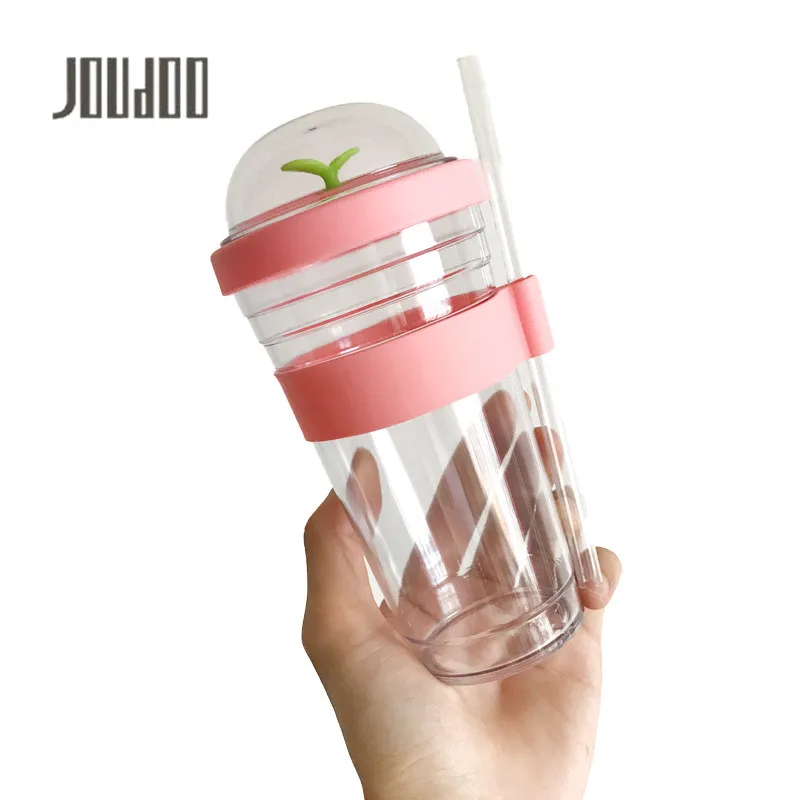 JOUDOO 360 мл/480 мл пластиковая стандартная детская бутылка для питья с соломинкой