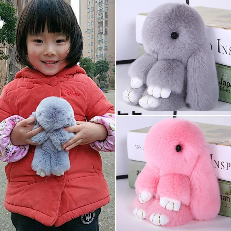 Хит продаж милый мини брелок для ключей из натурального кроличьего меха Женская