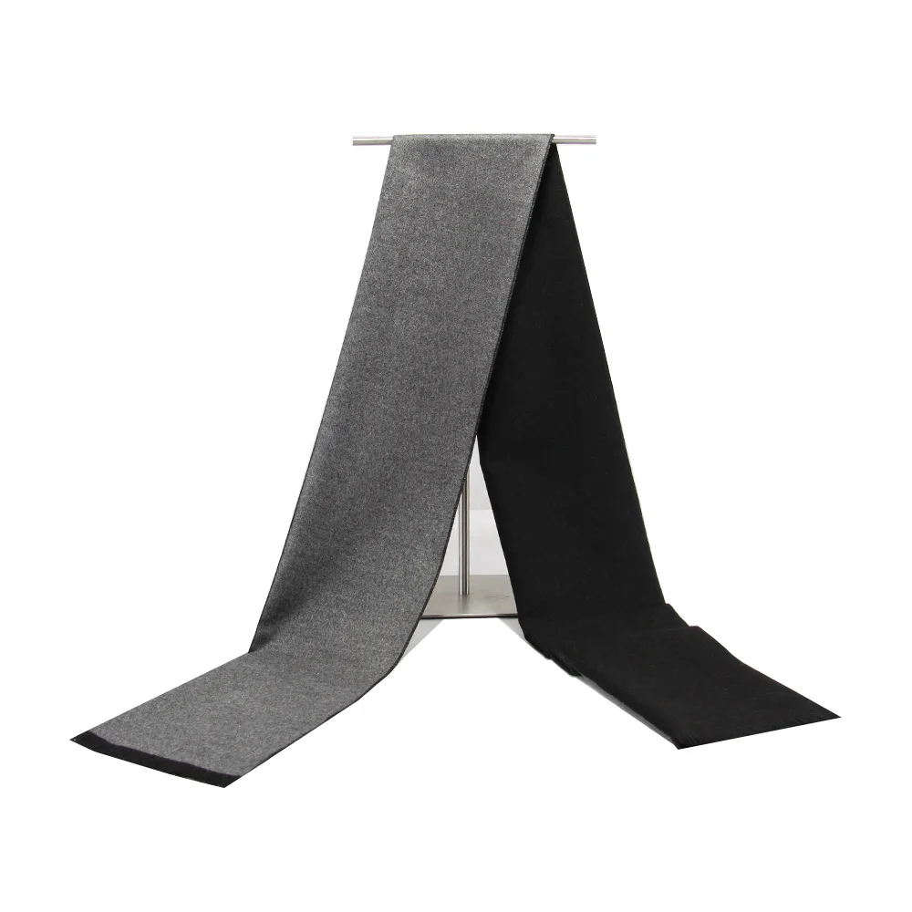 High quality cashmere Solid Grey black Navy men's boutique plaid striped scarfs patchwork color 30x180cm wholesale retail |