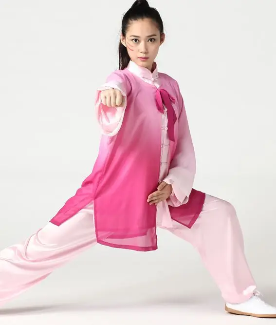 Красивая шифоновая одежда для женщин и мужчин с вуалью Тай Чи костюмы боевых