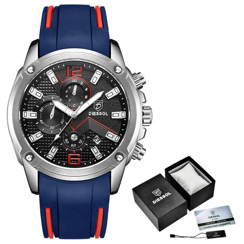 Дизсол мужские часы хронограф спортивные кварцевые Топ бренд класса люкс