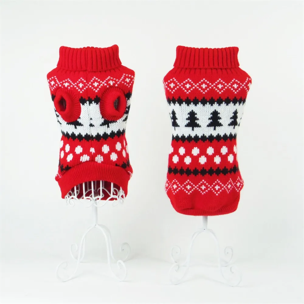 

New Turtleneck Red Sweater Dog Clothes Small Tree Dogs Winter Sweaters warm Dog Clothes accessories dogs costume Wholesale *75