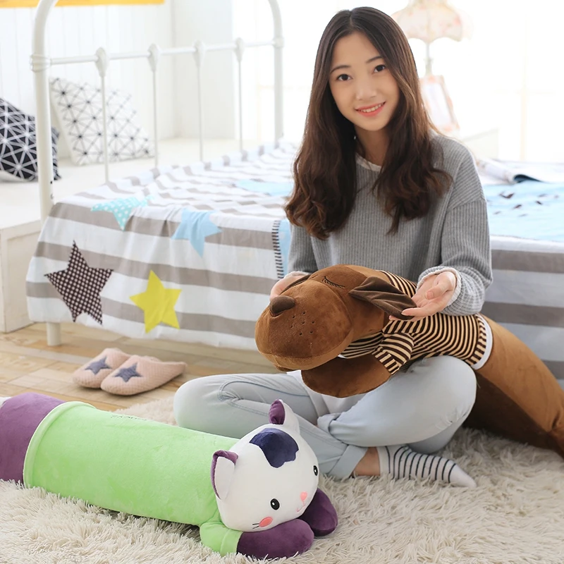 

70cmx14cm Cartoon Animals Latex Plush Pillow Protect Vertebrae Health Care Cylindrical Baby/Adult Doll Removable
