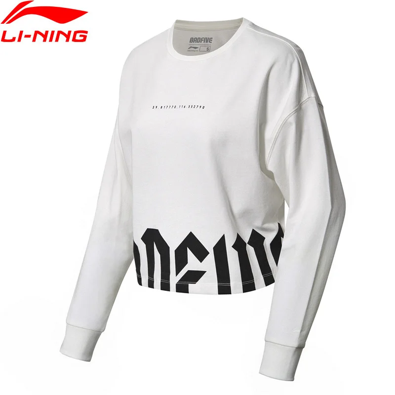 Li-Ning Женская баскетбольная Футболка BAD FIVE рубашки с длинными рукавами 100% хлопок