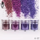 Порошок для дизайна ногтей, 1 банкакоробка, 10 мл, кончик для ногтей, 4 пурпурных, синих цвета, глиттер для дизайна ногтей, тонкая пудра для гель-лака, 300 цветов, 4-37