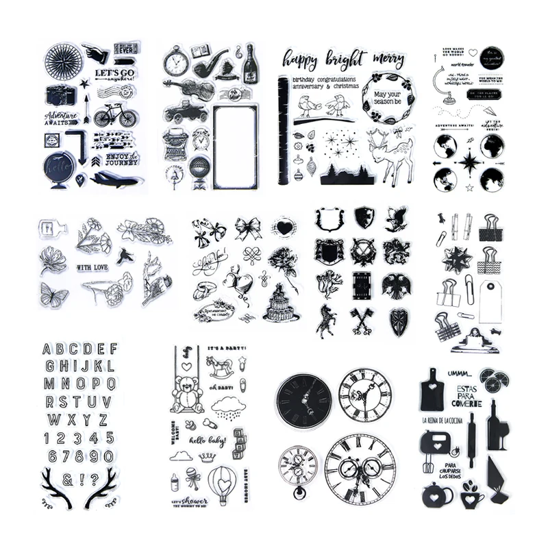 1 шт. часы с животными Пираты Рождество английский силиконовый штамп почтовый