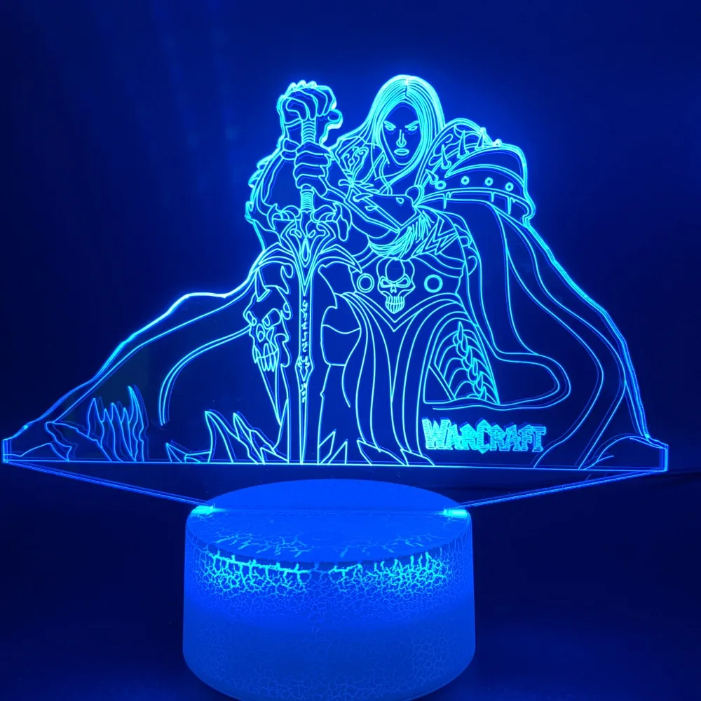 Arthas Menethil Светодиодный Ночной светильник, лампа Usb World of Warcraft, украшение детской комнаты, подарок на день рождения для детей, Wow Sylvanas Windrunner, 3d оптическая лампа - Испускаемый цвет: Arthas Menethil