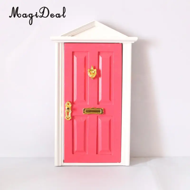 MagiDeal 1/12 Масштаб Кукольный дом миниатюрный деревянный Steepletop 4 панели двери с оборудованием для детей DIY мебель игрушка 6 цветов