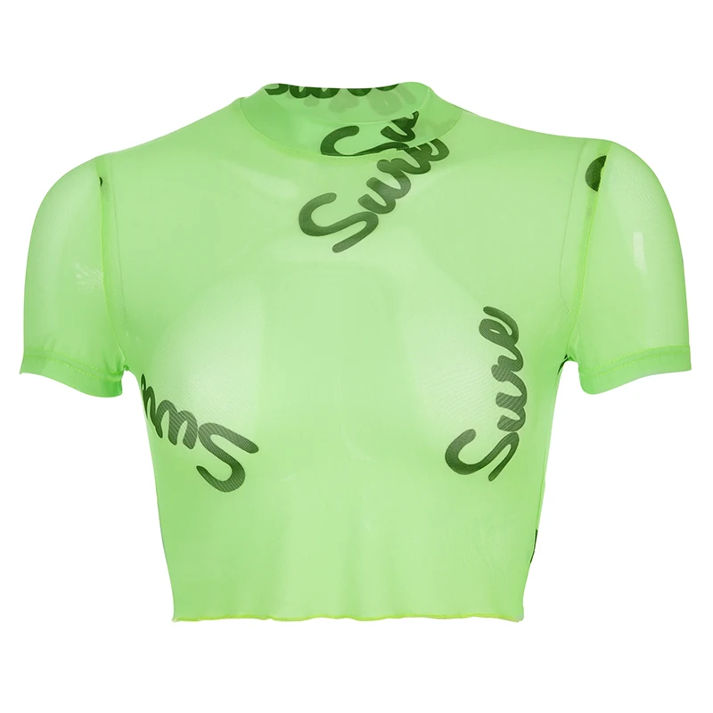 Просвечивающая футболка укороченные топы женские толстовки с коротким рукавом