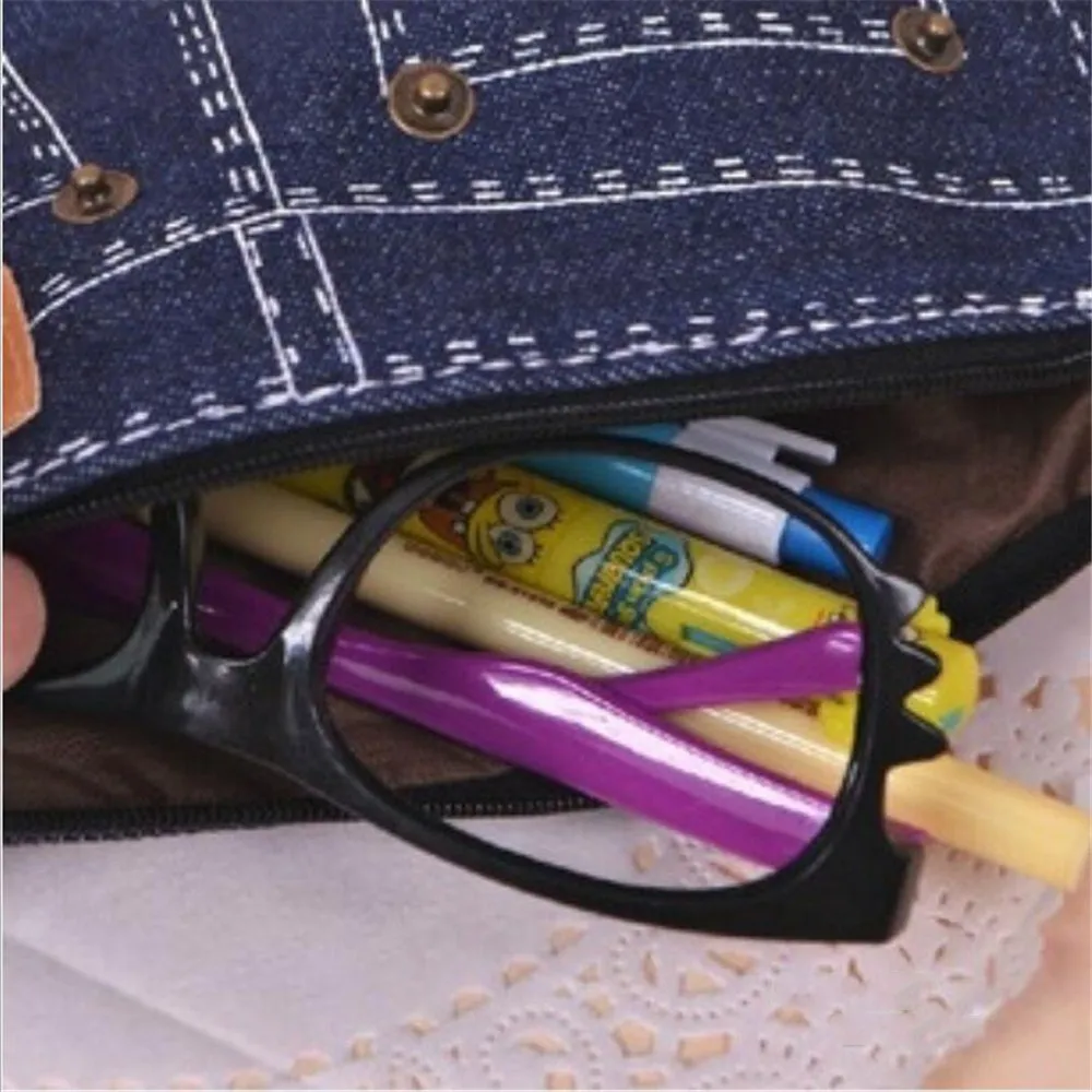 1 шт. милые модные джинсовые джинсы большой емкости школьные принадлежности