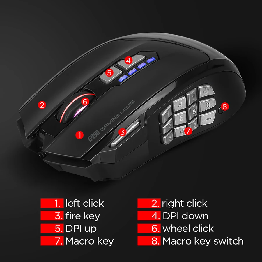 MARVO G990 игровой Мышь профессиональная мышь Подсветка проводной регулируемые