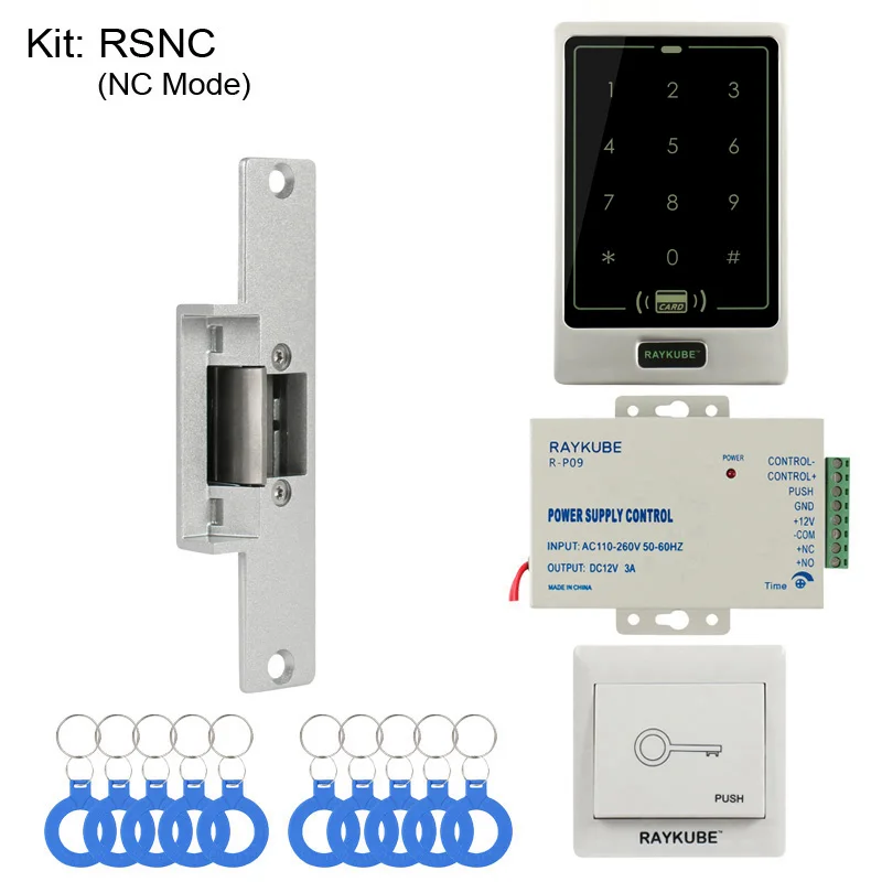 RSNC RAYKUBE RFID система контроля доступа двери DIY комплект с Электронный магнитный замок 12 В 3A блок питания сенсорная клавиатура доступа - Цвет: RSNC