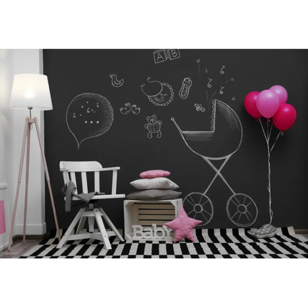 Laeacco Blackboard Balloons Baby Birthday Party Chair Light Portrait Photo Backdrops Photographic Background For Studio | Электроника