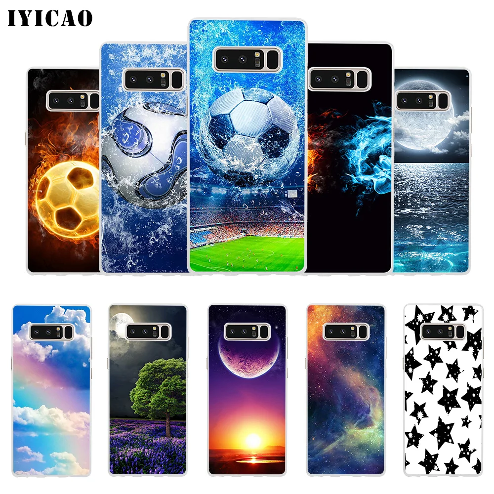 IYICAO Fire Football sky moon Мягкий силиконовый чехол для телефона Samsung A5 A6 Plus A7 A8 A9 J3 J5 J7 Note 8 9