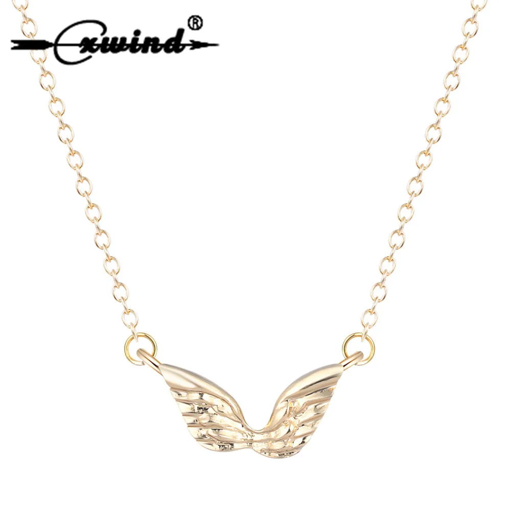 

Cxwind Fashion Angel Wings Heart Pendant Necklace for Women Feather Necklaces Choker Statement Charm collares 2019 Gift
