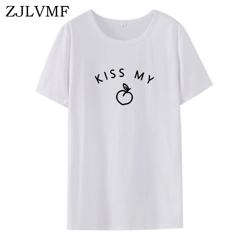 Женская футболка Zjlvmf Kiss My Peach свободная с о-вырезом в Корейском стиле забавным