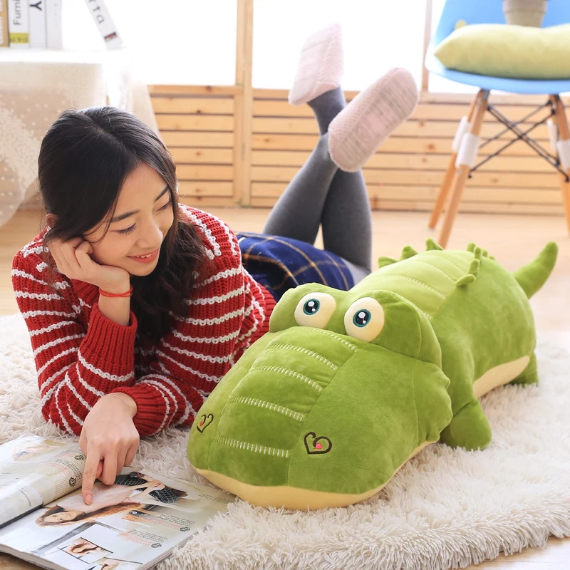 Big Size Crocodile Lying Section Plush Toy Soft Pillow Animal Stuffed Cartoon Sleeping Girl birthday Gift | Игрушки и хобби
