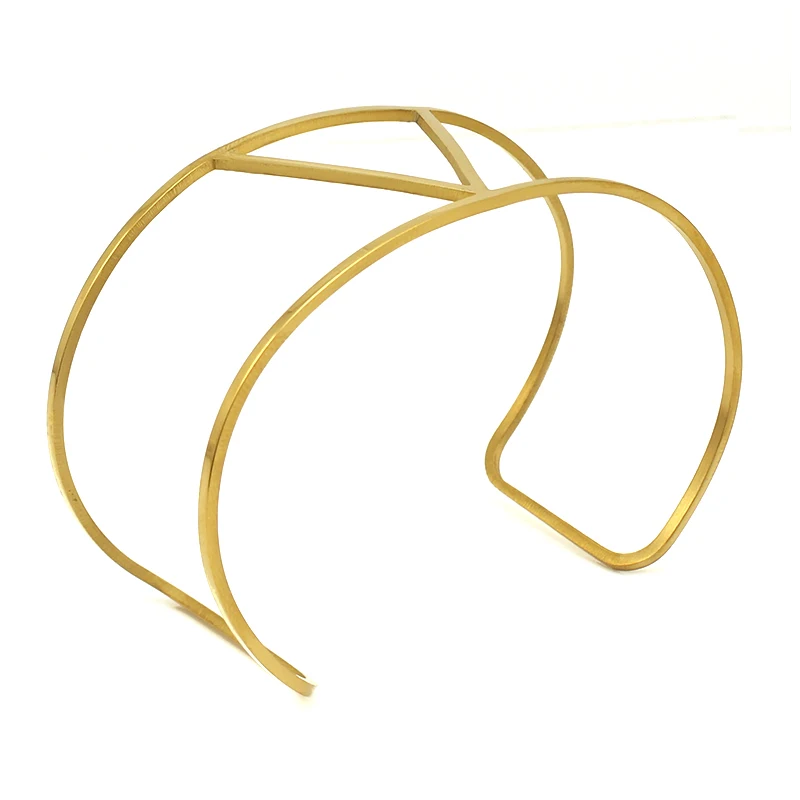 Простой классический браслет из нержавеющей стали 316L золотого/стального цвета