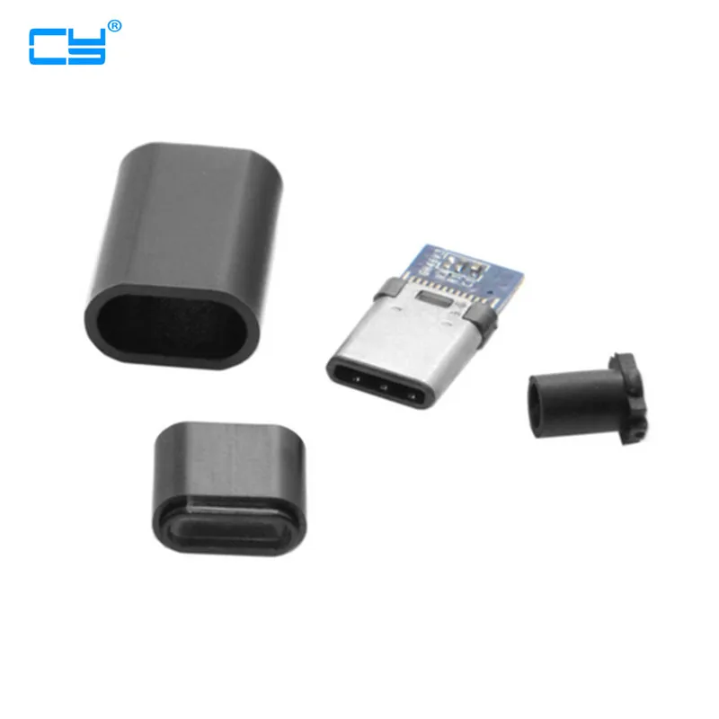 

5set DIY 24pin USB 3.1 Type C USB-C Male Plug Connector SMT type with Black Housing Cover