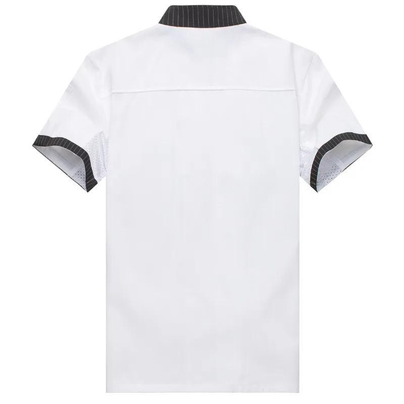 Short Sleeve Stand Collar Chef Jacket Colorfast and Shrink Resistant Cotton Kichen Black Uniform Baker Clothes B-6042 | Тематическая