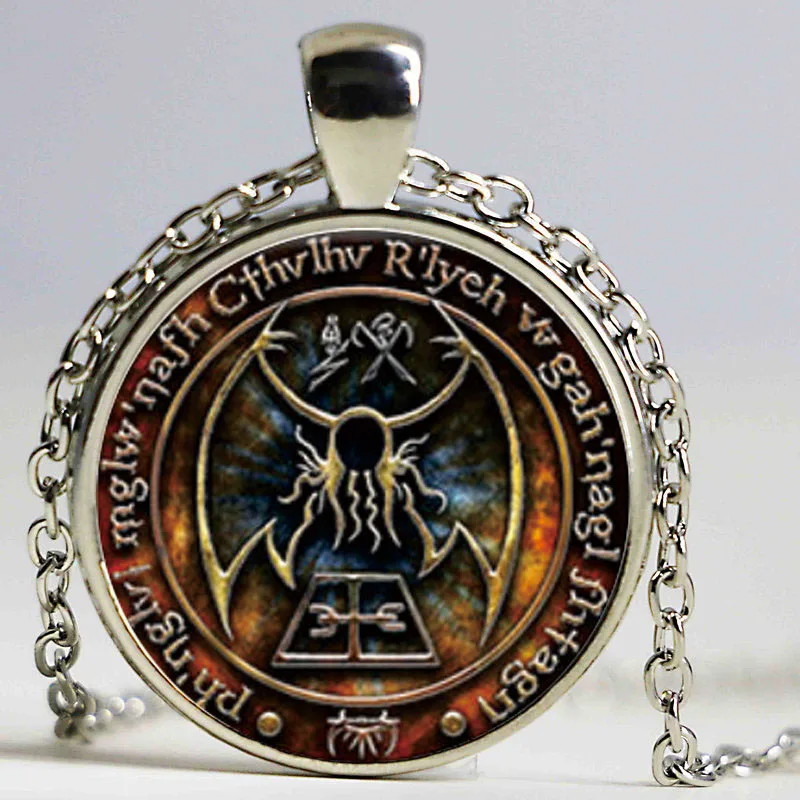 Cthulhu R'lyeh Sigil Pendant inspired by H.P. Lovecraft Necklace Glass Photo cabochon necklace | Украшения и аксессуары