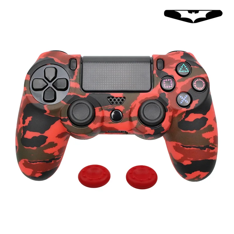Для PS4 контроллер геймпад Камуфляжный Силиконовый Чехол резиновый чехол Защитный для Playstation 4 джойстик со светодиодным светильник - Цвет: Red