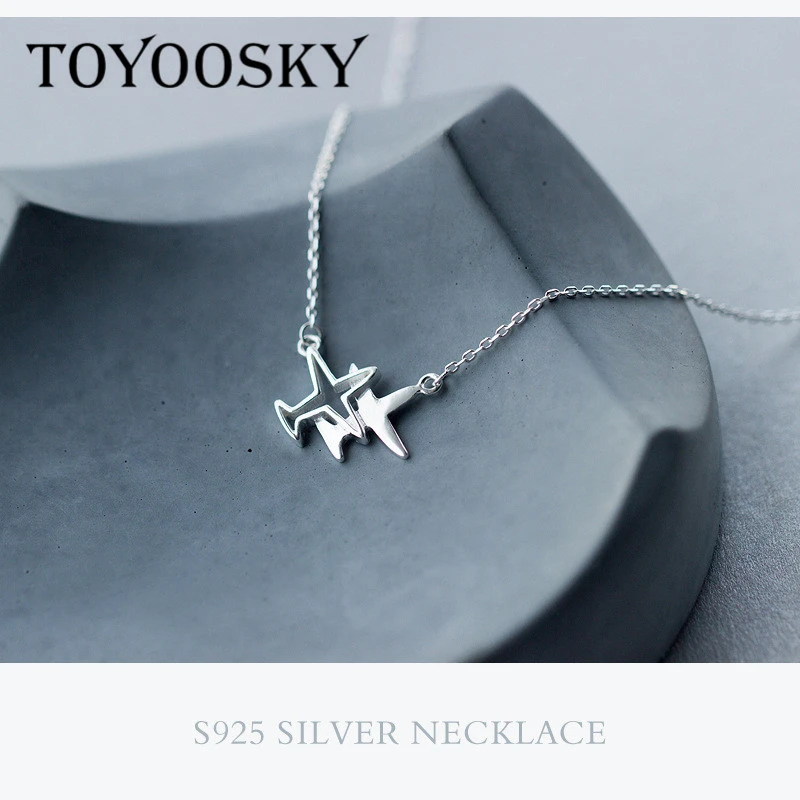 Ожерелье из серебра 925 пробы с кулоном в виде самолета|jewelry chain|fashion necklacenecklace fashion |