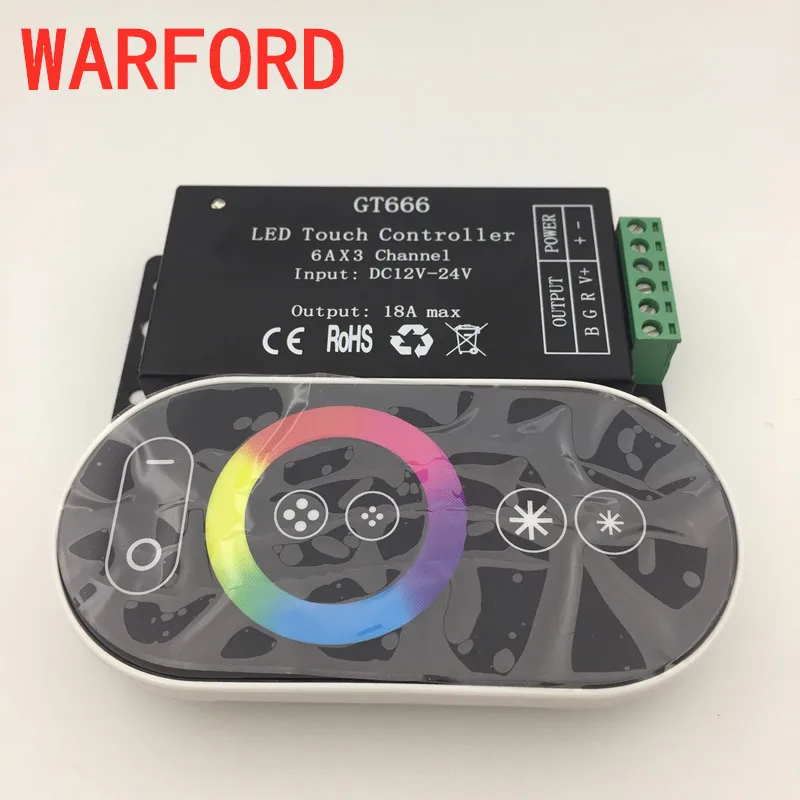 Фото DC12-24V GT666 RF ИК пульт дистанционного управления RBG светодиодный контроллер 6Ax3channel DC12-24V GT666 RF ИК пульт дистанционного управления RBG светодиодный контроллер 6Ax3channel