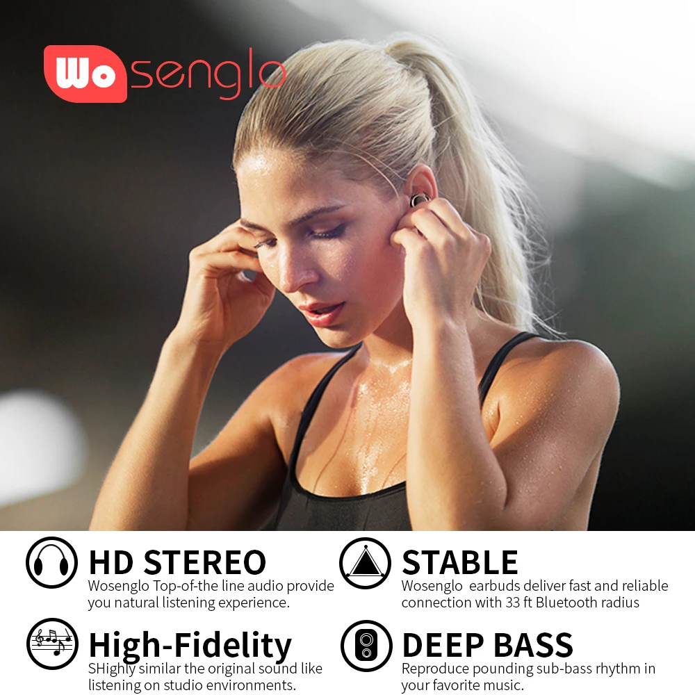 Wosenglo Bluetooth 5,0 наушники истинные беспроводные стерео мини-наушники в ухо вкладыши Встроенный микрофон с зарядным устройством для ios Android
