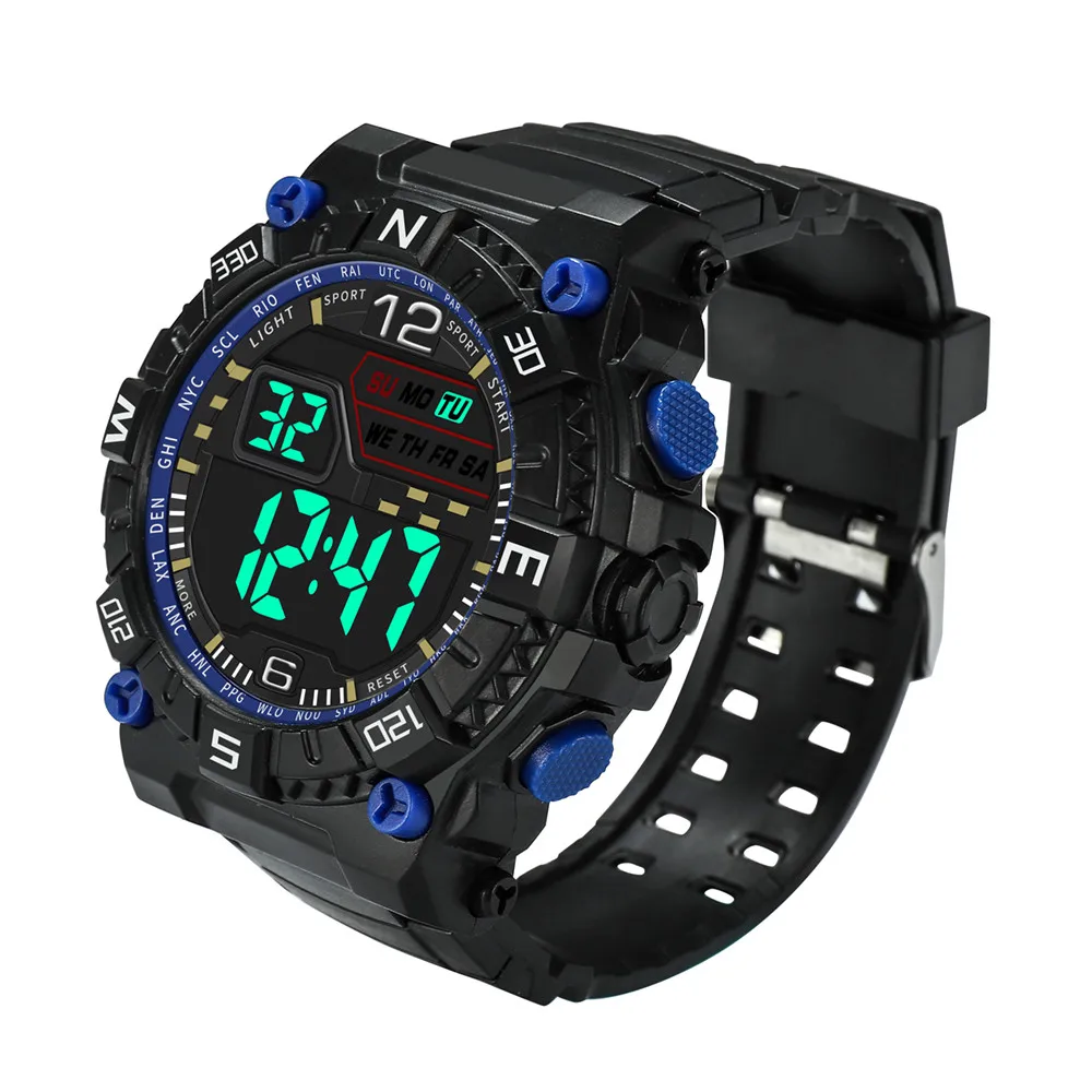 Роскошные Мужские аналоговые цифровые военные спортивные светодиодные наручные
