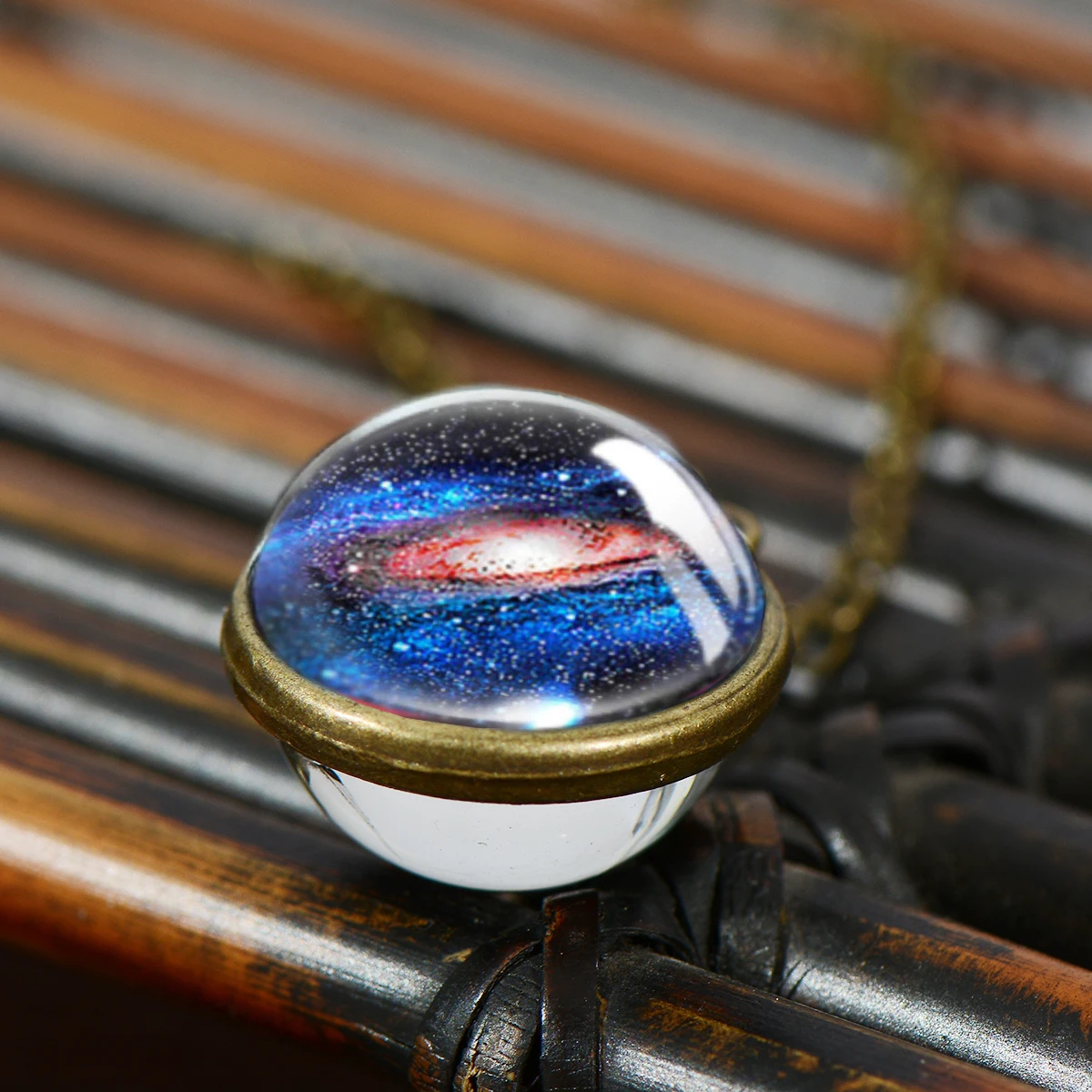 Ожерелье SIAN Nebula Galaxy Planet двухстороннее шармовое ожерелье из полушария стеклянное
