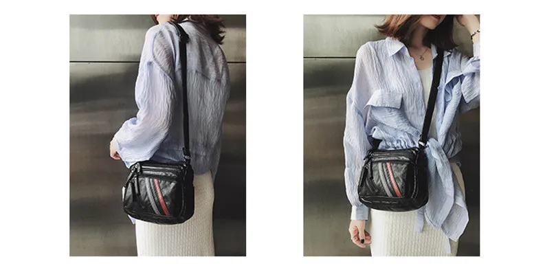 High Quality Mini Black Bag Women Very Soft Washed PU Leather Female Purses and Handbag Lady Small Messenger Bag for