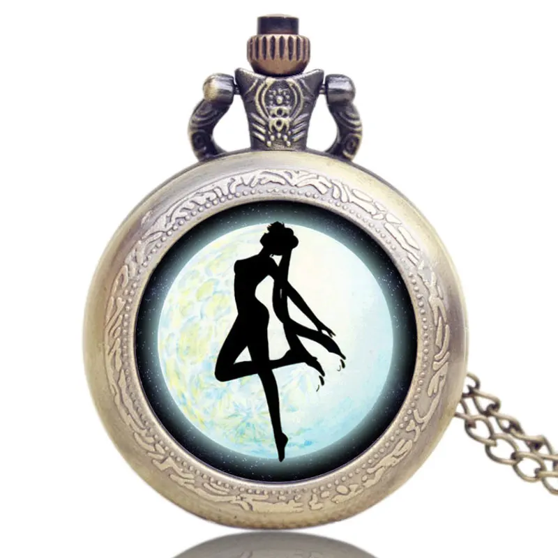 

Elegant Design Pretty Soldier Sailor Moon Pocket Watch Beautiful Girl Pattern Watch for Lady Girlfriend