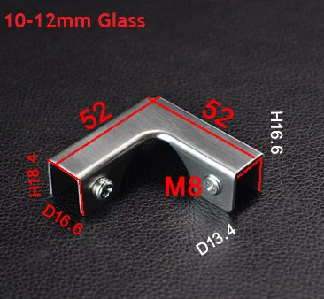 L 10-12mm Glass 4 шт./лот 304 нержавеющая сталь стекло зажим хомут для полки с винтами отображения вина бак для рыбы зажим акриловый хомут - Цвет: L 10-12mm Glass