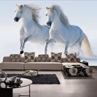 Настенные 3d обои Bacaz 8d, животные, Белая лошадь, Настенные обои для дивана, фона, гостиной