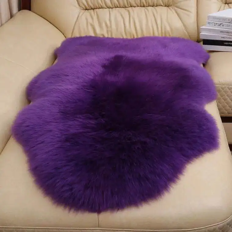 Purple 8cm Fleece Роскошный прямоугольный квадратный мягкий искусственный шерстяной овчина Пушистый Ковер белый мех ковер мохнатые длинные волосы сплошной мат домашний DecorD20 - Цвет: Purple 8cm Fleece