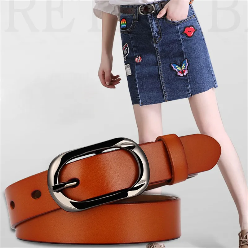 Fashion Women's Belts Genuine Leather Brand Straps Female Pin Buckles Vintage for Jeans Skirt Waistband Belts Ceinture Femme