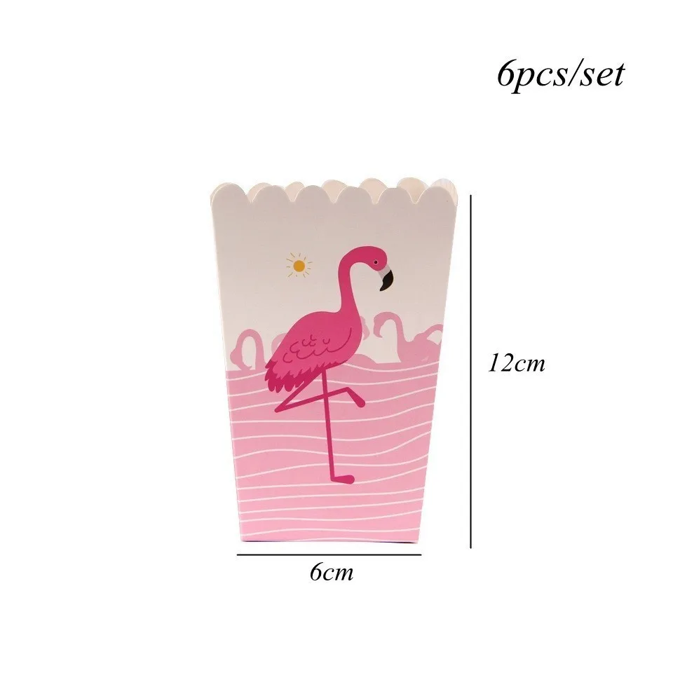 6pcs Popcorn box A 1 комплект серии Фламинго одноразовая посуда летняя Праздничная настольная Декор бумажная тарелка/чашка тема свадебные предметы для украшения дня рождения - Цвет: 6pcs Popcorn box A