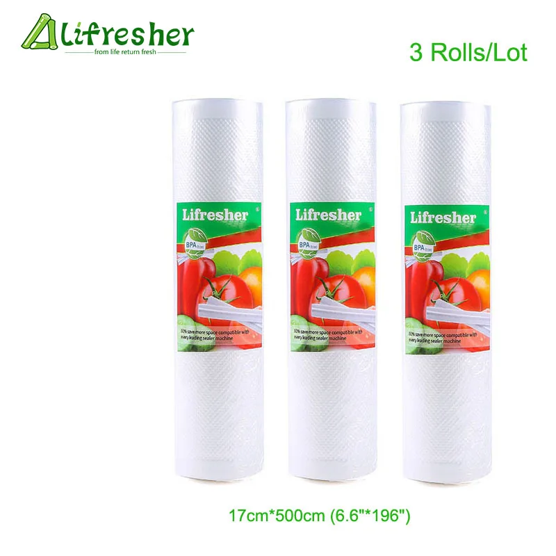 Lifresher вакуумные пакеты для еды вакуумный упаковщик упаковочная сумка 3 рулона/лот