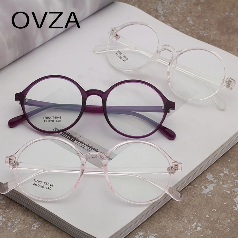 OVZA Fashion TR90 оправа для очков Ультралегкая прозрачная линза прозрачные очки для женщин и мужчин оптические очки с круглой оправой S5063